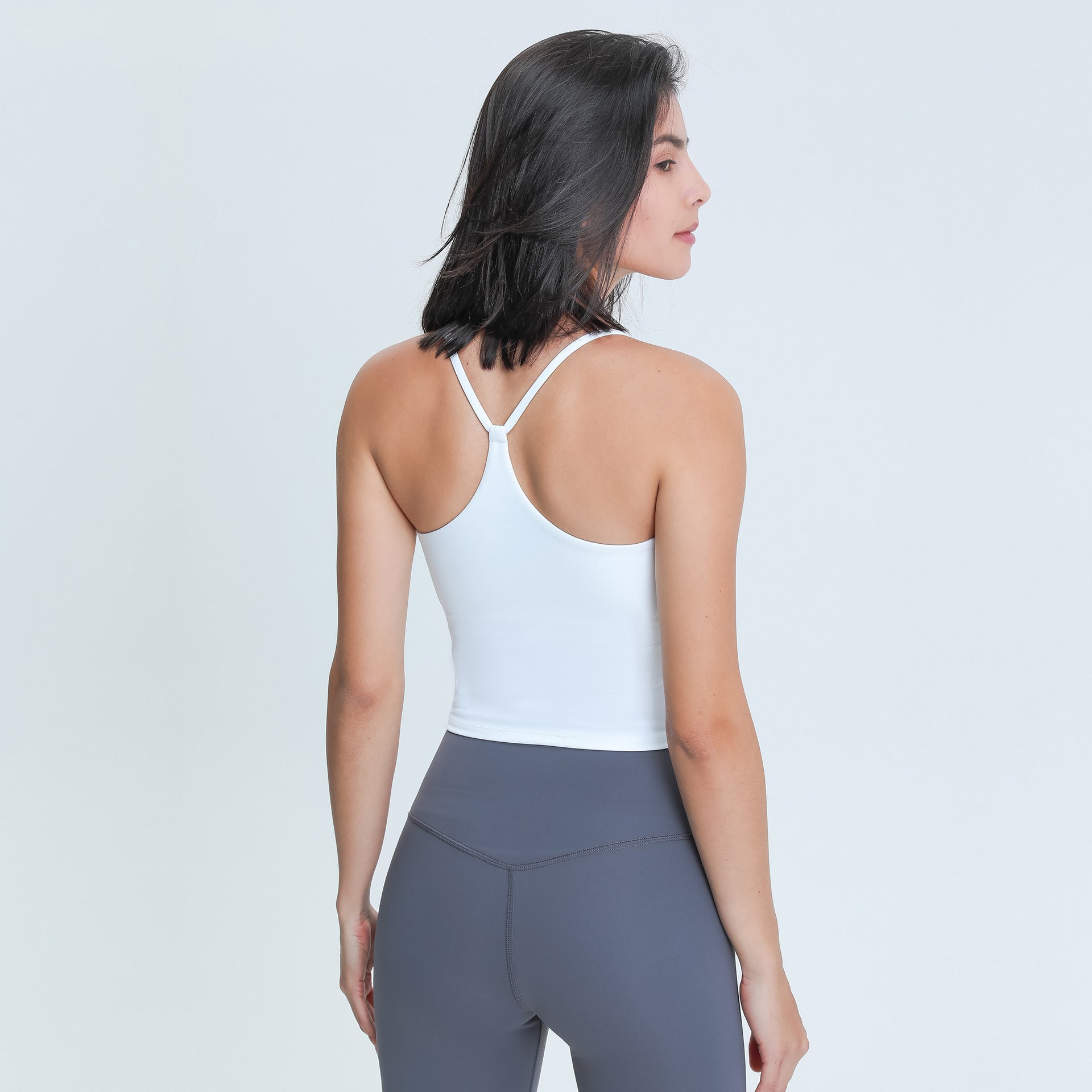 Spring Summer Sexy Y Shaped Beauty Strap Chest Pad Yoga Vest Women Moisture Wicking Stretch Skinny Yoga Clothes