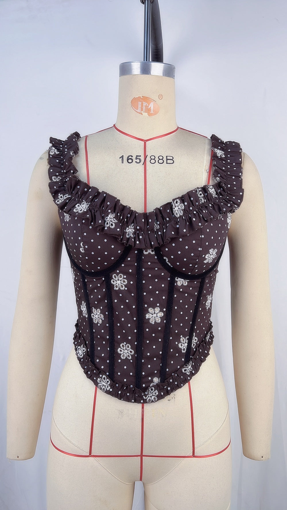 Women Clothing Suspender Top V Collar Polka Dot Sexy Short Tube Top Short Vest