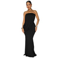 Women Tube Top Embellished Fishtail Dress Sexy Sheath Cocktail Dress