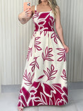 Women Holiday Floral Print Casual Sleeveless A line Dress