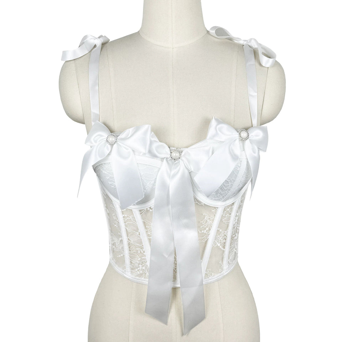 Lace Bow Boning Corset Bra Sexy Slimming Fish Hanging Tube Top Women Short Camisole Strap