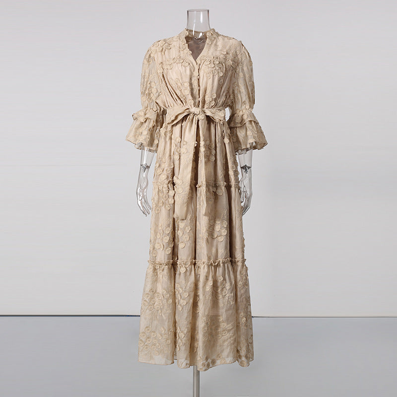 Artistic Retro Affordable Luxury Maxi Dress Summer Elegant Embroidered Loose High End Dress Women