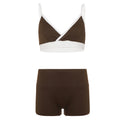 Sports Street Colorblock Triangle Cup Chest Cotton V neck Vest Sexy Shorts Fitness Casual Two Piece Sets