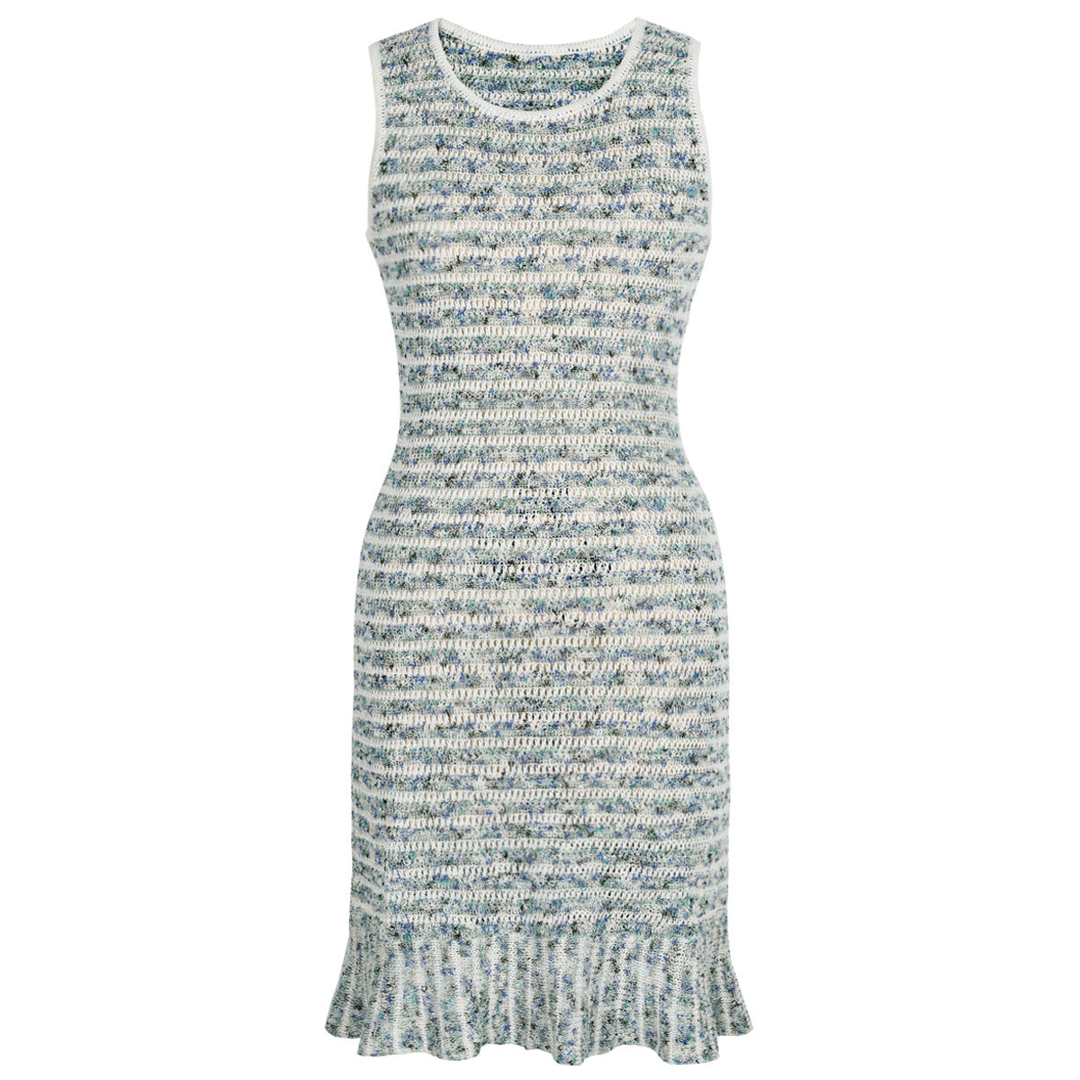 Summer Socialite Internet Celebrity Fashionable Knitted Sleeveless Mixed Color Stripe Dress