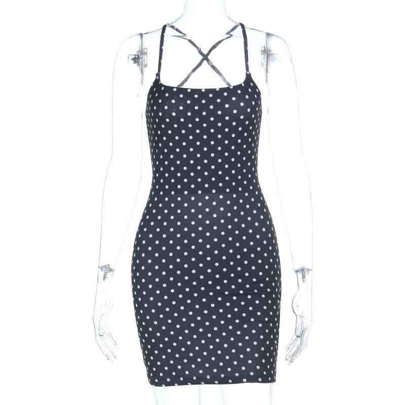 Summer Sexy Slim Fit Polka Dot Backless Dress Women