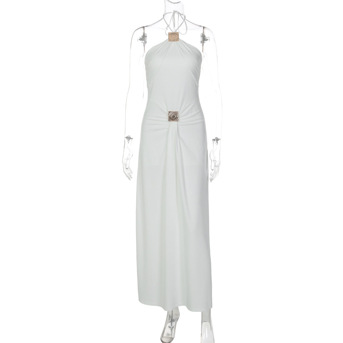 Women Clothing Spring Summer Sexy Waist Trimming Back Hollow Out Cutout out Tied Dress Women