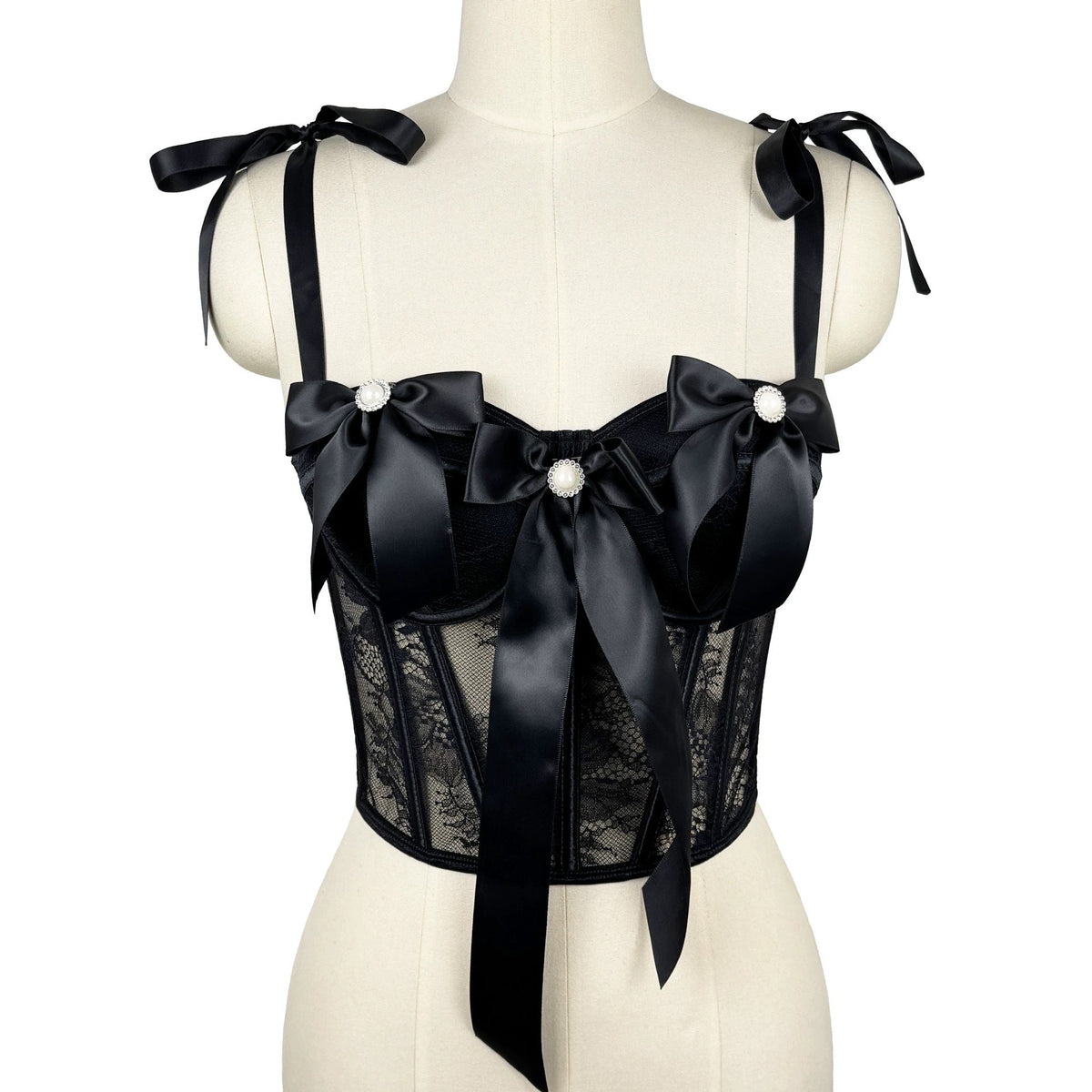 Lace Bow Boning Corset Bra Sexy Slimming Fish Hanging Tube Top Women Short Camisole Strap