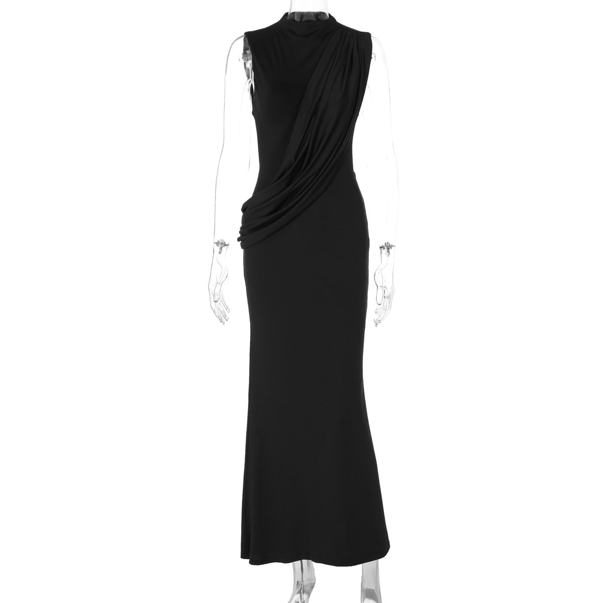 Women Clothing Summer Sexy Backless Slit Tight round Neck Sleeveless Dress for Women