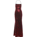 Summer Women Clothing Sexy Halter Backless Print Skinny Long Sleeveless Dress