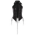 Summer Women Sexy Front Chest Lace up Cutout Cropped Outfit Strap Design Top Skirt Sets