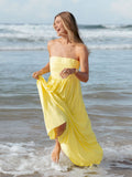 Women Tube Top Dress Summer Yellow Small Sleeveless Elegant Elegant Sexy Dress
