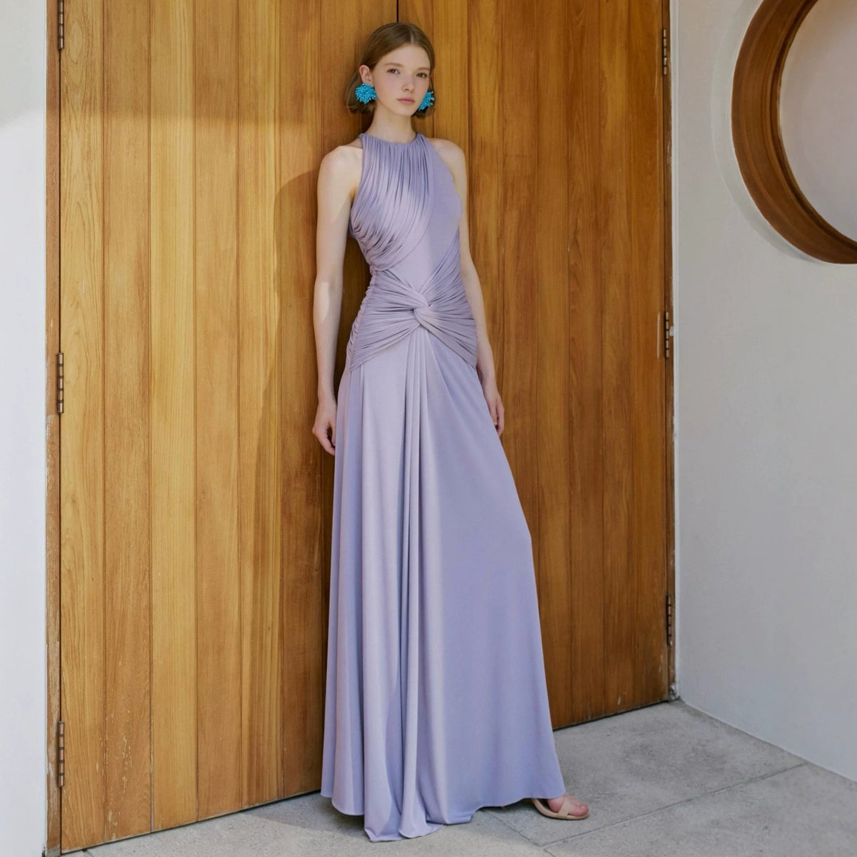 Purple Halter Dress Waist Tight Dress for Women Summer Seaside Holiday High End Women Clothing