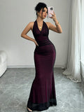 Women Clothing Summer Sexy Halter Mesh Sexy Sleeveless Dress