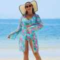 Swimwear Women Split Printed Bikini Bikini Mesh High Waist Swimsuit Three Piece Swimsuit