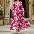 Summer Long Sleeve Printed Bohemian Maxi Dress