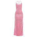Summer Sexy Backless Halter Solid Color Dress for Women