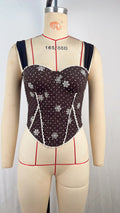 Slim Fit Boning Corset Bra Polka Dot Vest Women Sexy Retro French Strap Tube Top Strap
