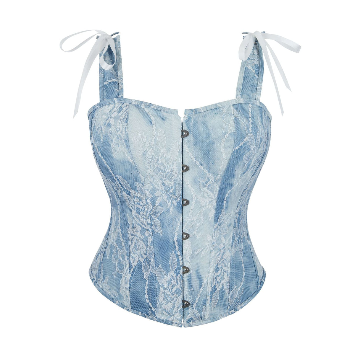Light Blue Jacquard Belly Contracting Body Slimming Corset Front Row Buttons Slimming Sling Body Shaping Top