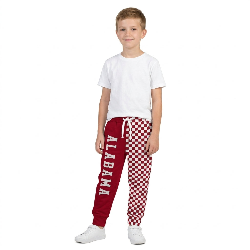 A plaid patchwork kids boys team pants