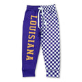 Purple plaid patchwork kids boys team pants