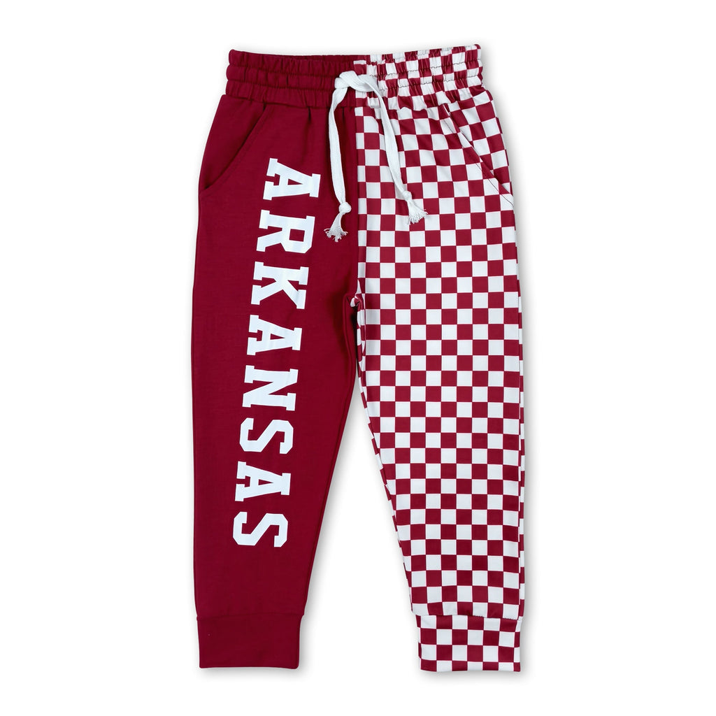 Plaid patchwork pockets kids boys team pants