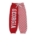 Red G plaid patchwork kids boys team pants