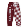 Maroon plaid patchwork kids boys team pants