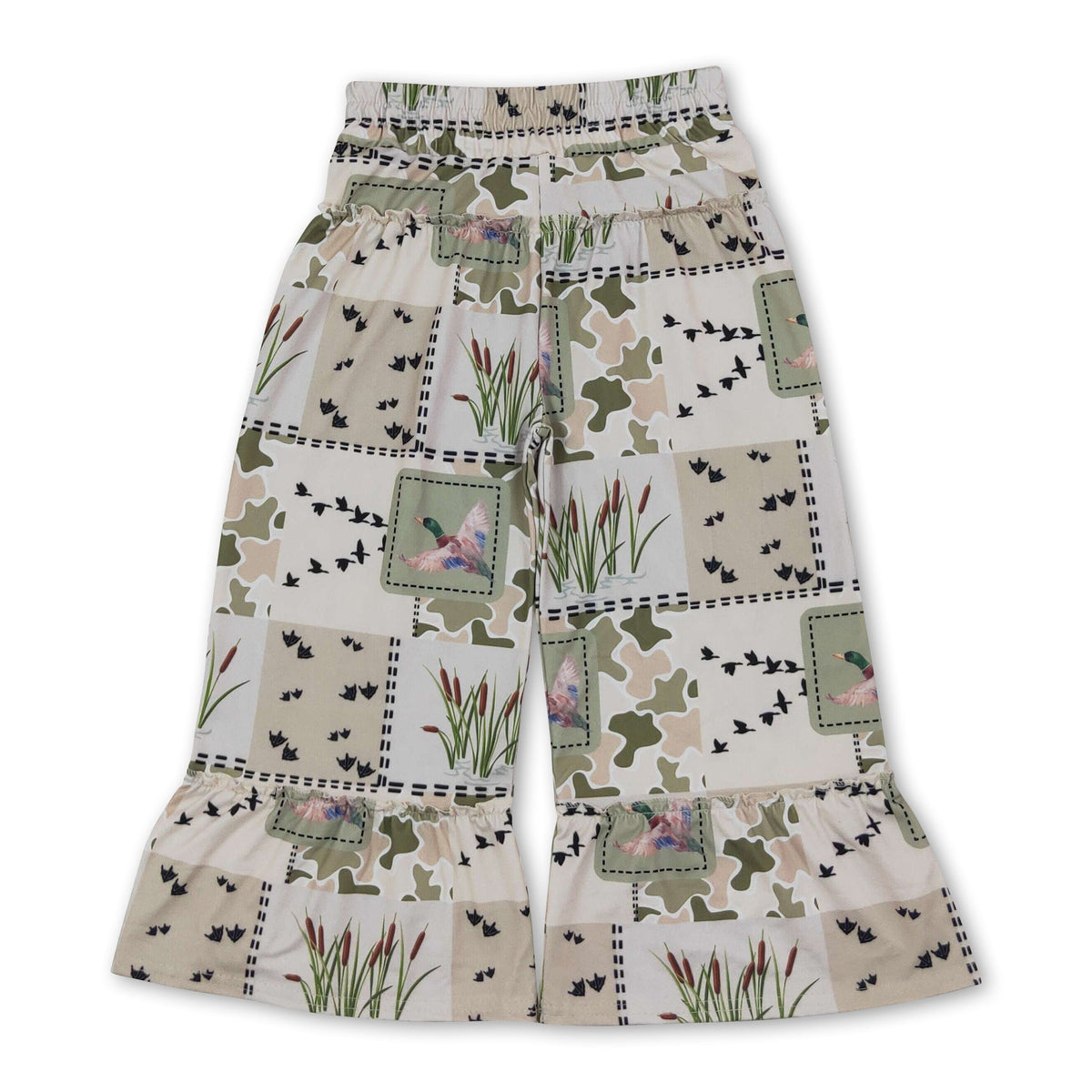 Duck camo patchwork kids girls ruffle pants