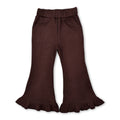 Brown sweatpants kids girls ruffle flare pants