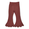 High waist cotton scallop toddler girls flare pants