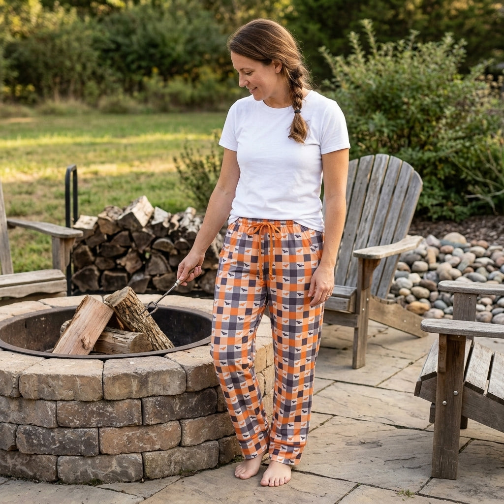 Plaid bat adult women Halloween pajamas pants