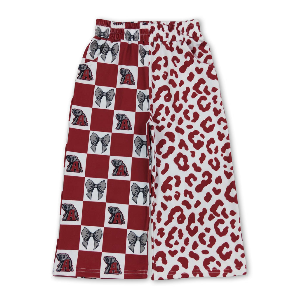 A elephant grey bow plaid leopard kids girls team pants
