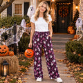 Leopard pink ghost bat adult women Halloween pants