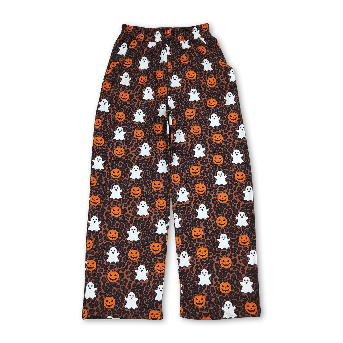 Leopard ghost pumpkin adult women Halloween pants