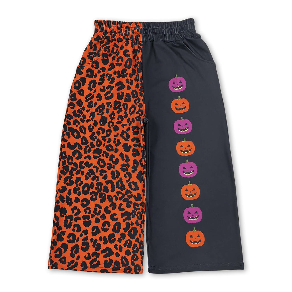 Leopard pumpkin kids girls Halloween pants