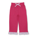 Stripe ruffle hot pink cotton pockets girls pants