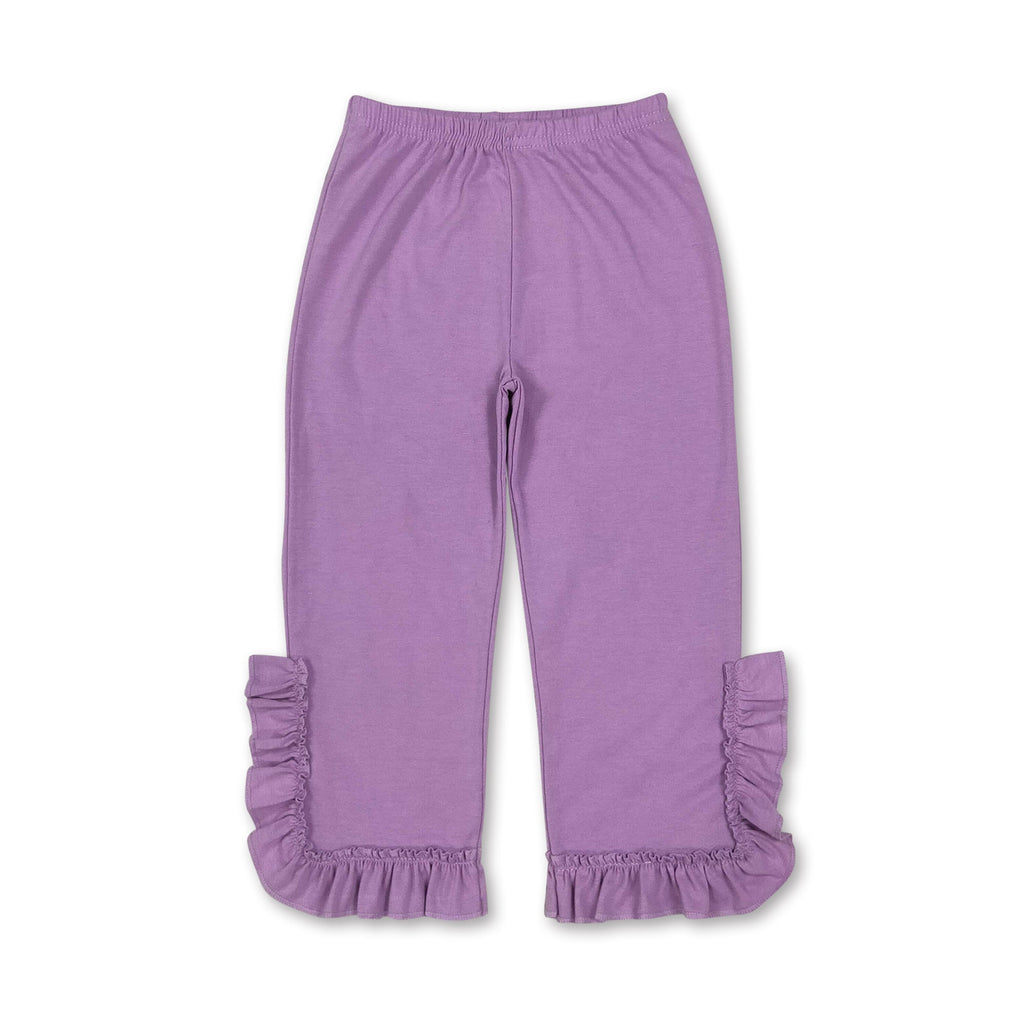 Lavender ruffle cotton kids girls pants