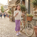 Lavender ruffle cotton kids girls pants