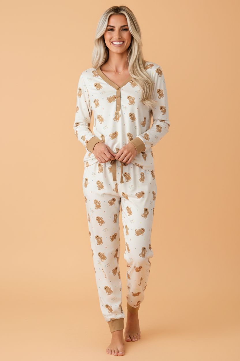 Christmas Gingerbread Top & Pants Pajama Set