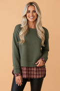 Plaid Patchwork Drop Shoulder Sweatshirt