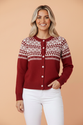 Geometric Fair Isle Button Front Knit Cardigan