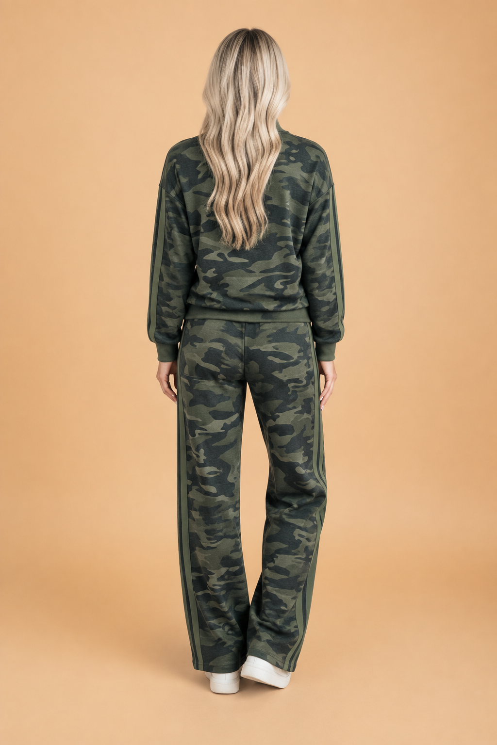 Camo Side Stripe Long Sleeve Top & Pants Set