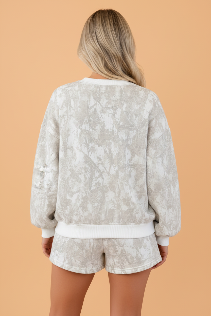 Woodland Camo Long Sleeve Top & Shorts Set