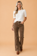 Solid Corduroy Mineral Washed Straight Leg Pants