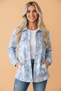 Abstract Tie Dye Patch Pocket Collared Jacket