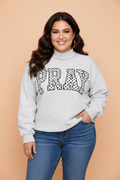 Plus Size PRAY Polka Dot Exposed Seam Mock Neck Sweatshirt