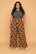 Plus Size Polka Dot Elastic Waist Wide Leg Pants