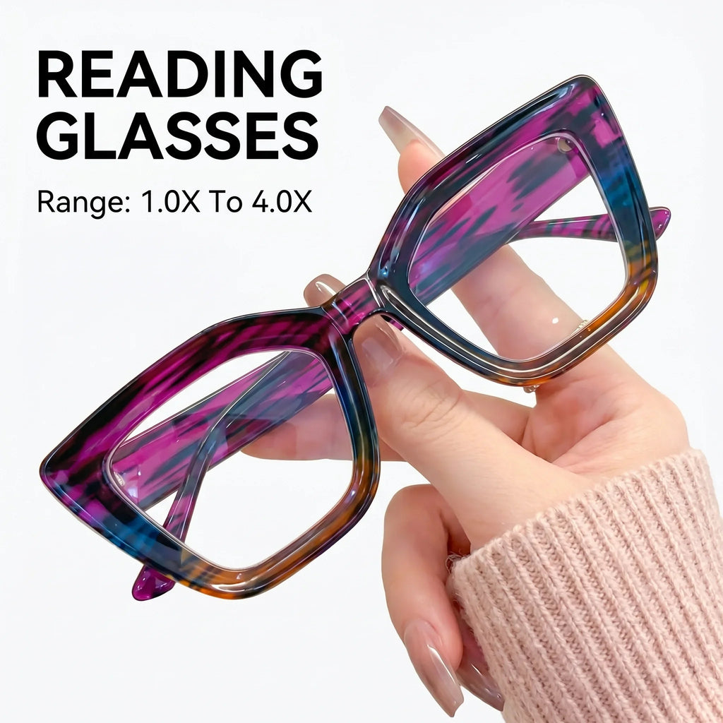 Progressive Purple Gradient Reading Glasses with Metal Hinge Frame Fashionable Prescription Reading Eyeglasses for Adults