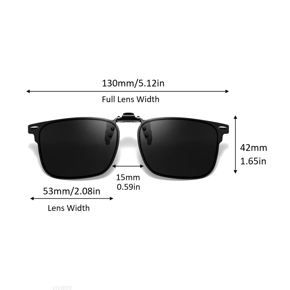 VIVIBEE Polarized Clip-on Flip Up Rimless Sunglasses for Anti-Glare Night Driving Glasses Fashion Mirorr Green Eyeglasses