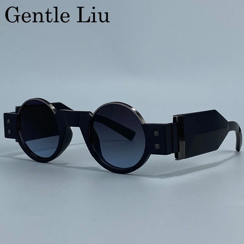 Small Frame Gothic Steampunk Round Sunglasses Men 2026 Luxury Brand Y2K Punk Sun Glasses For Male Retro Thick Eyewear Shades